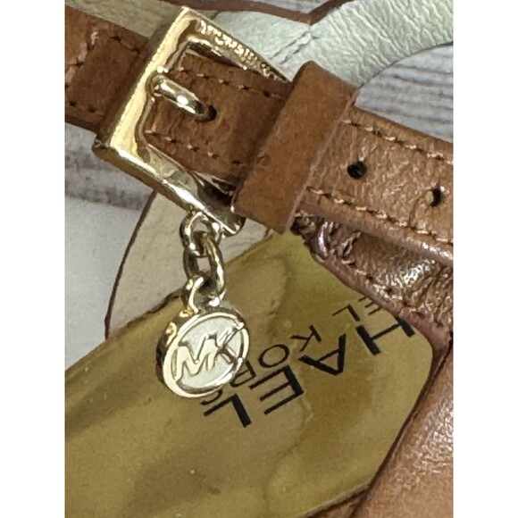 Michael Kors Denim Cork Wedge Sandals Size 9  Ankle Strap Espadrille Heels - Picture 9 of 13